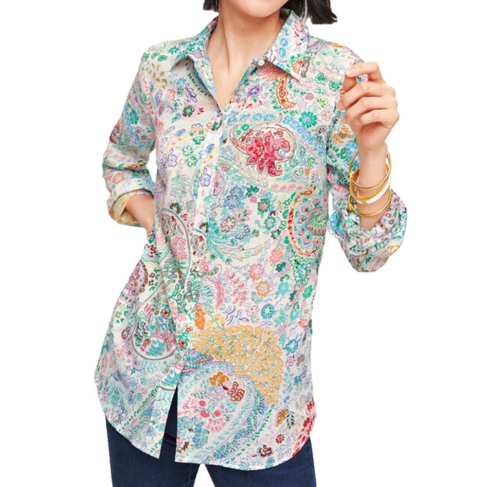 Talbots festive floral paisley top size XL GUC.
